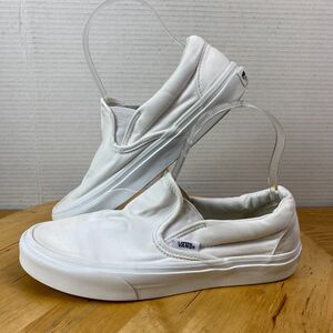 Vans Classic Slip On True White Shoes Women's 7 Mens 5.5 Canvas Low Top Sneakers